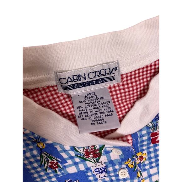 Vintage Cottagecore Picnic Floral Buttoned Blouse Women’s Large Petite Coquette - Picture 2 of 5